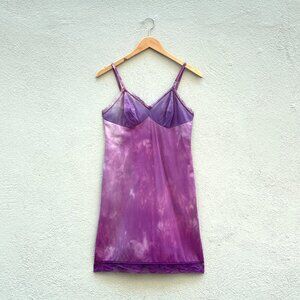 Vintage Vanity Fair Purple Tie-Dye Lace Slip Dress Small